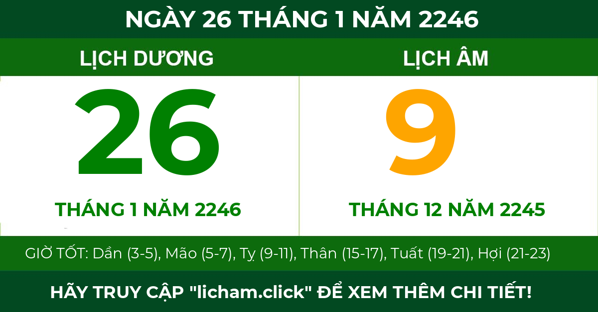 lịch âm ngày 26 tháng 1 năm 2246