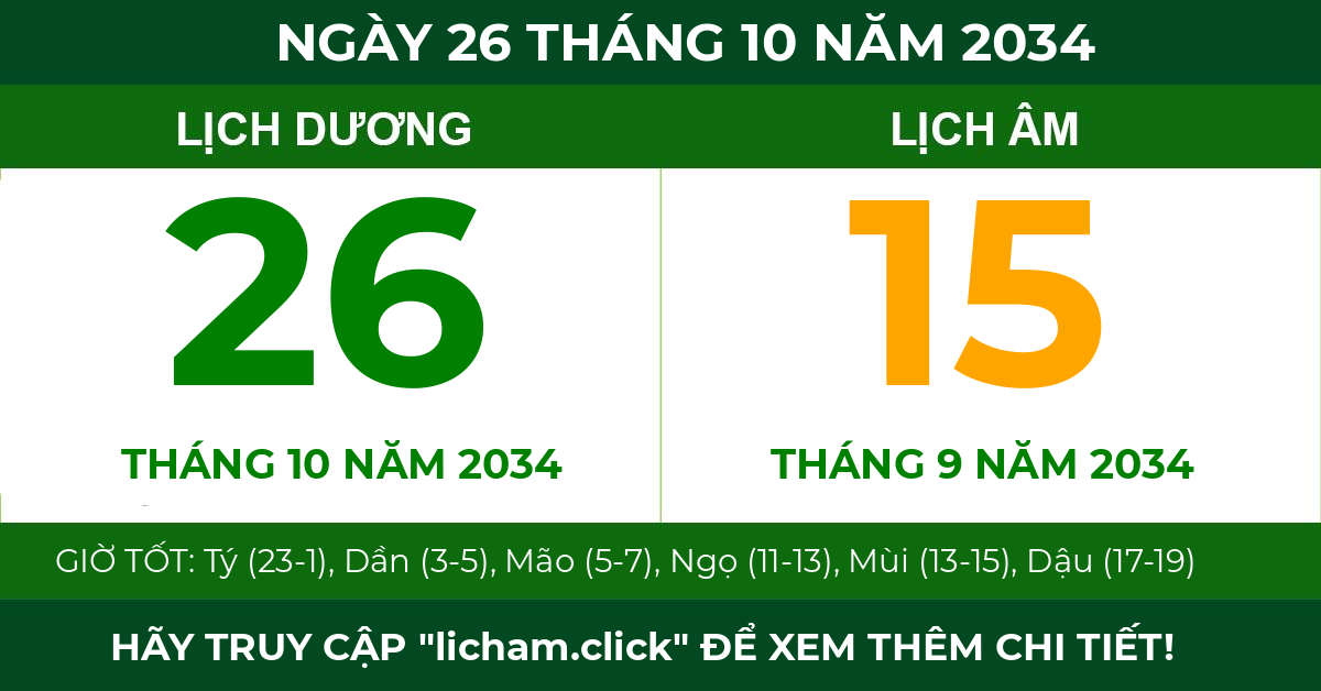 lịch âm ngày 26 tháng 10 năm 2034