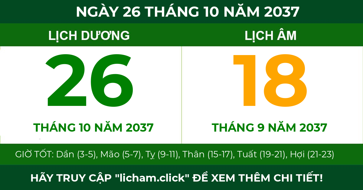 lịch âm ngày 26 tháng 10 năm 2037