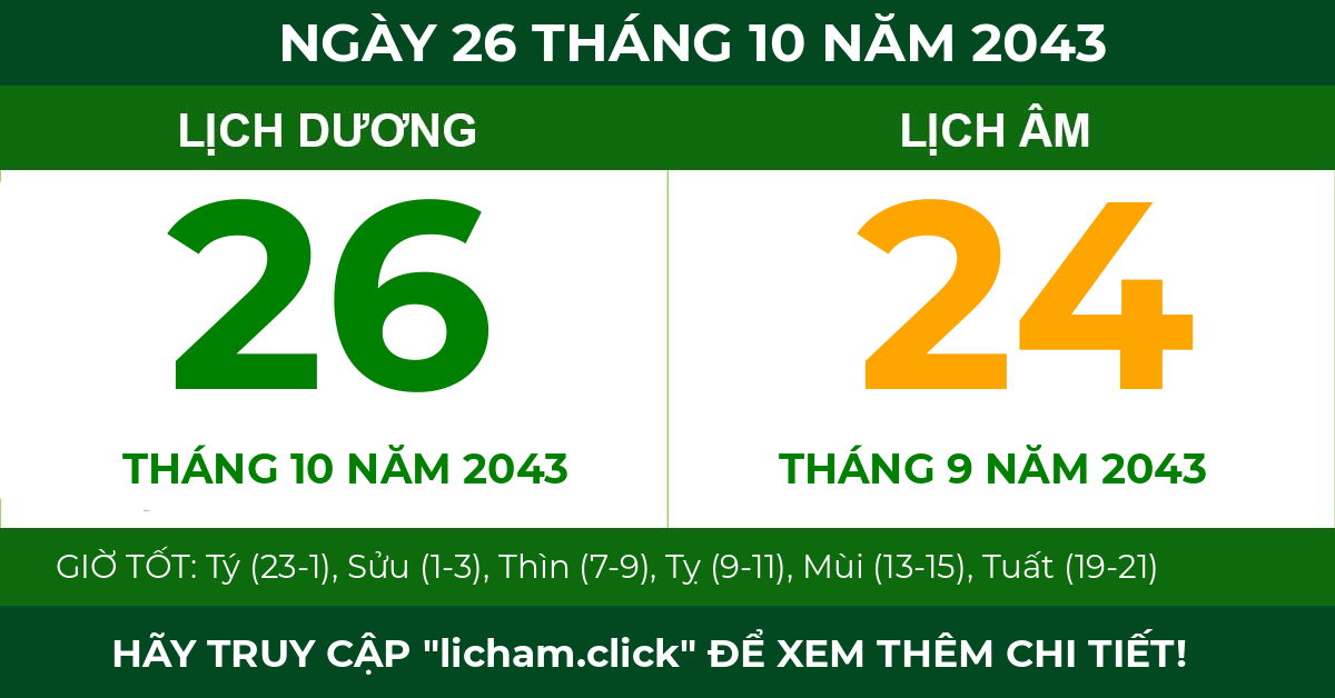 lịch âm ngày 26 tháng 10 năm 2043