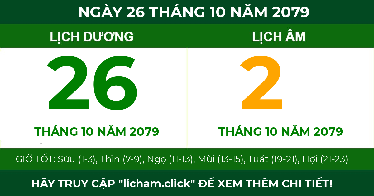 lịch âm ngày 26 tháng 10 năm 2079