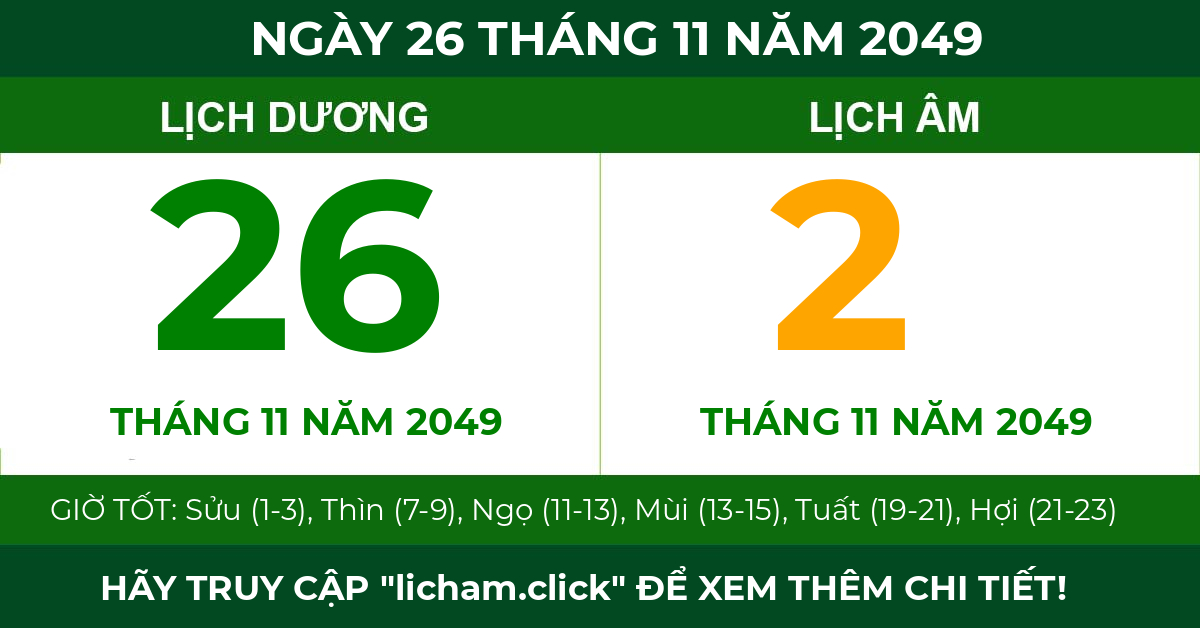 lịch âm ngày 26 tháng 11 năm 2049