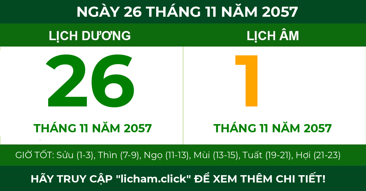lịch âm ngày 26 tháng 11 năm 2057