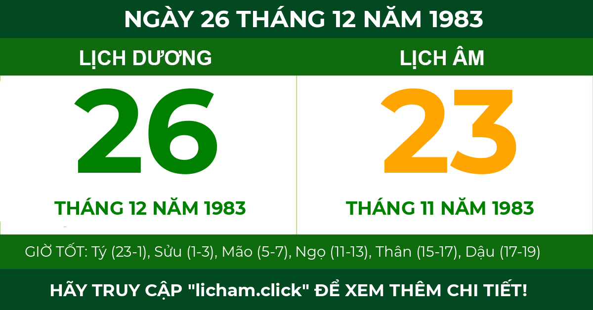 lịch âm ngày 26 tháng 12 năm 1983