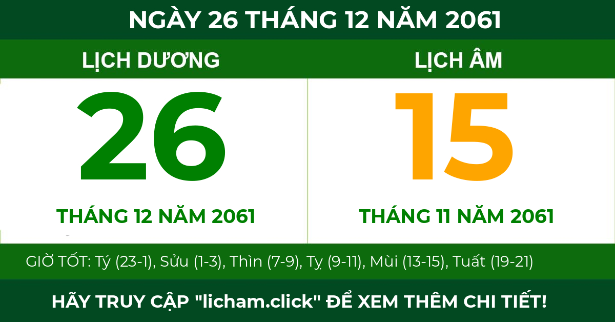 lịch âm ngày 26 tháng 12 năm 2061