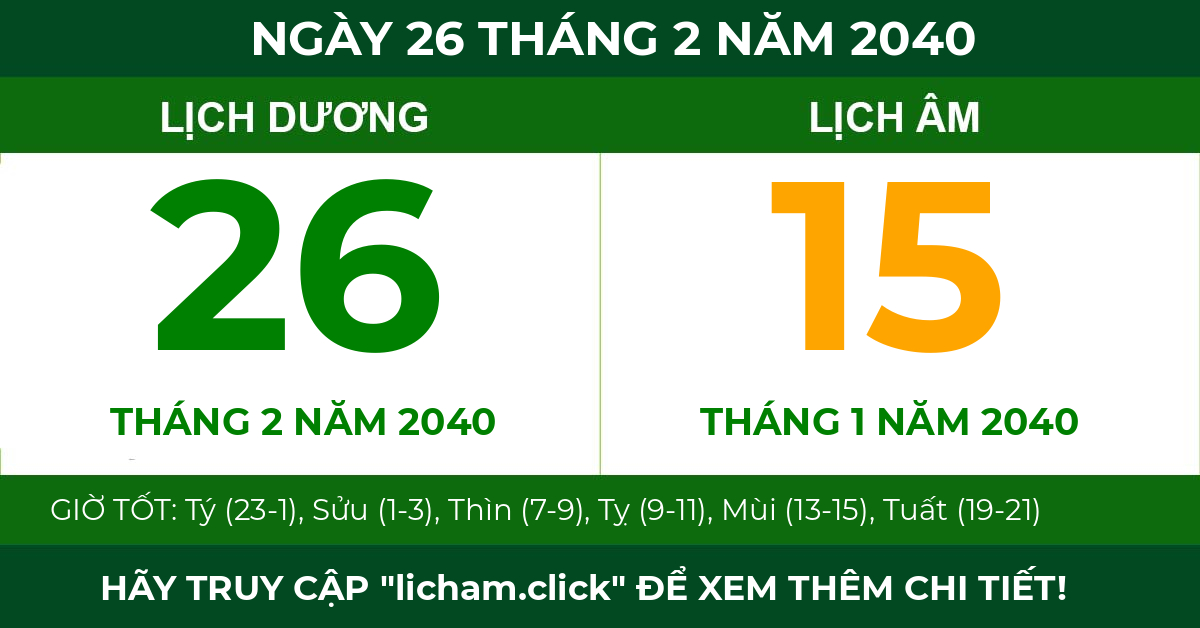 lịch âm ngày 26 tháng 2 năm 2040
