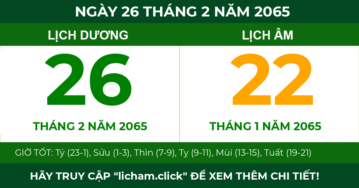 lịch âm ngày 26 tháng 2 năm 2065