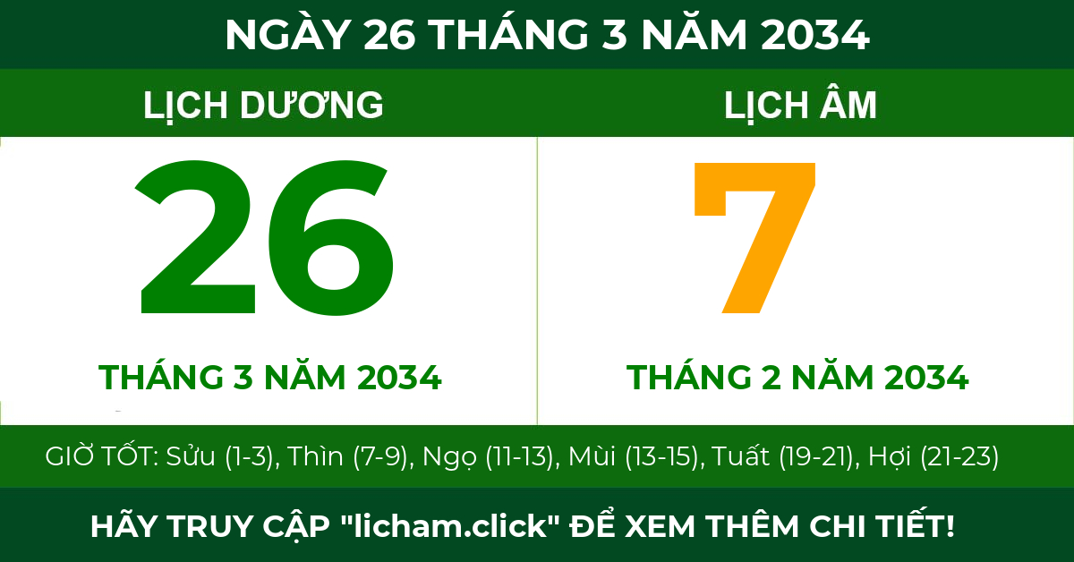 lịch âm ngày 26 tháng 3 năm 2034