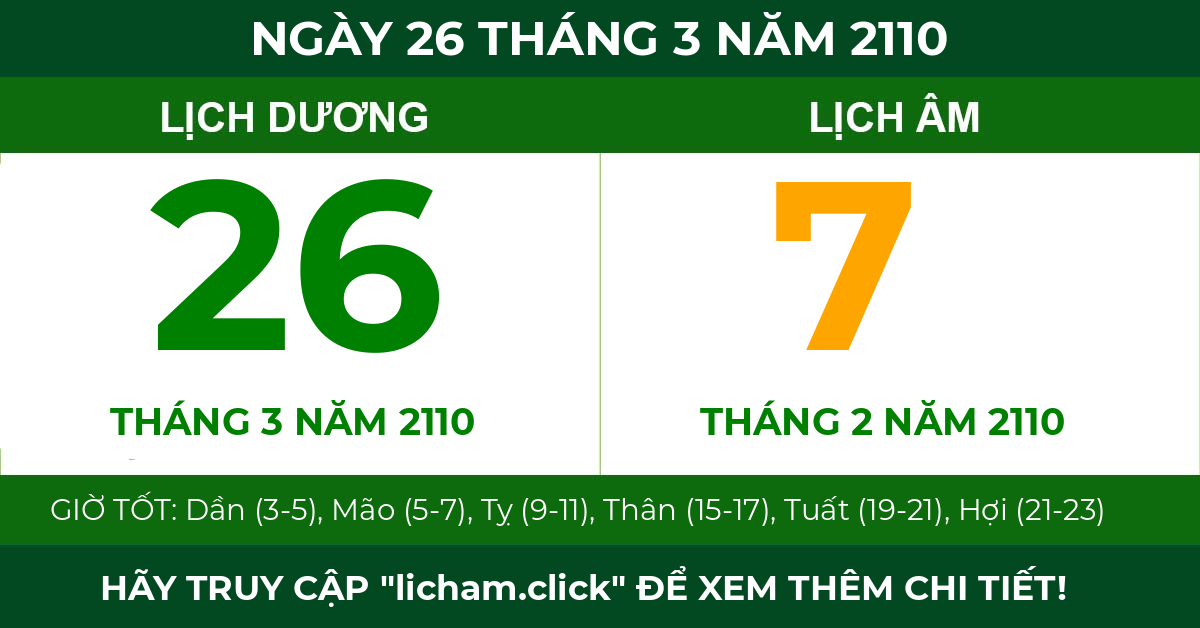 lịch âm ngày 26 tháng 3 năm 2110