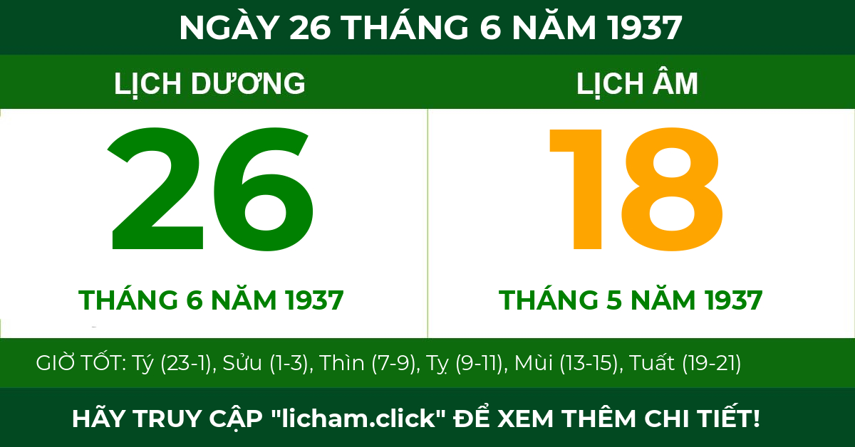 lịch âm ngày 26 tháng 6 năm 1937