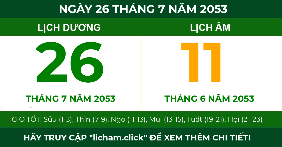 lịch âm ngày 26 tháng 7 năm 2053