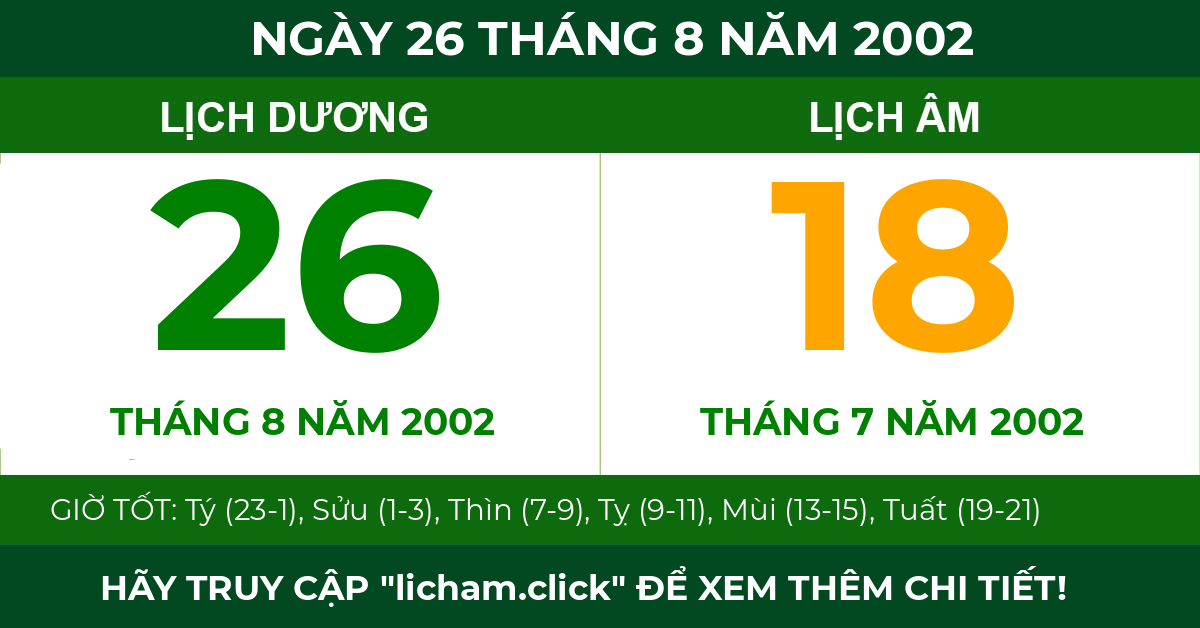 lịch âm ngày 26 tháng 8 năm 2002