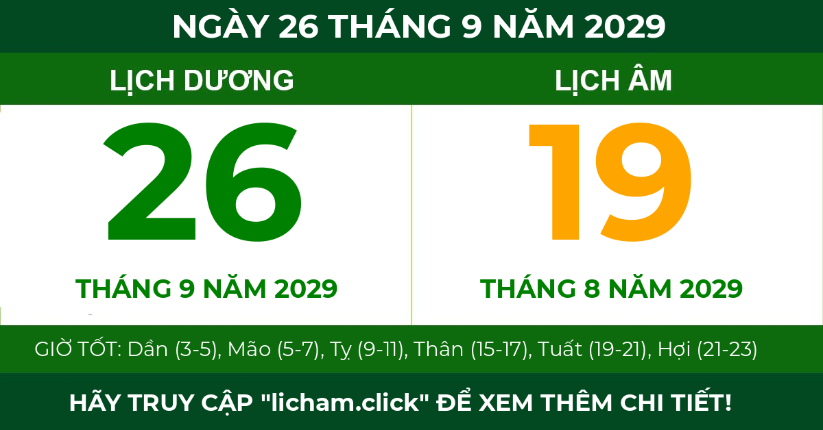 lịch âm ngày 26 tháng 9 năm 2029