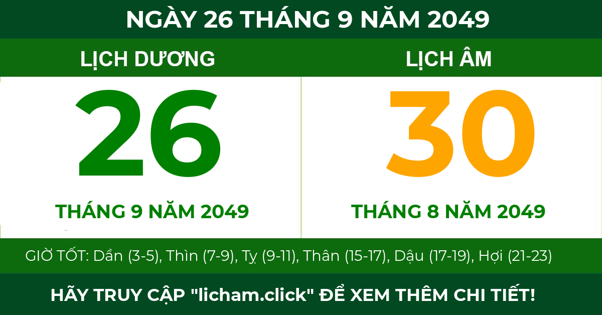 lịch âm ngày 26 tháng 9 năm 2049