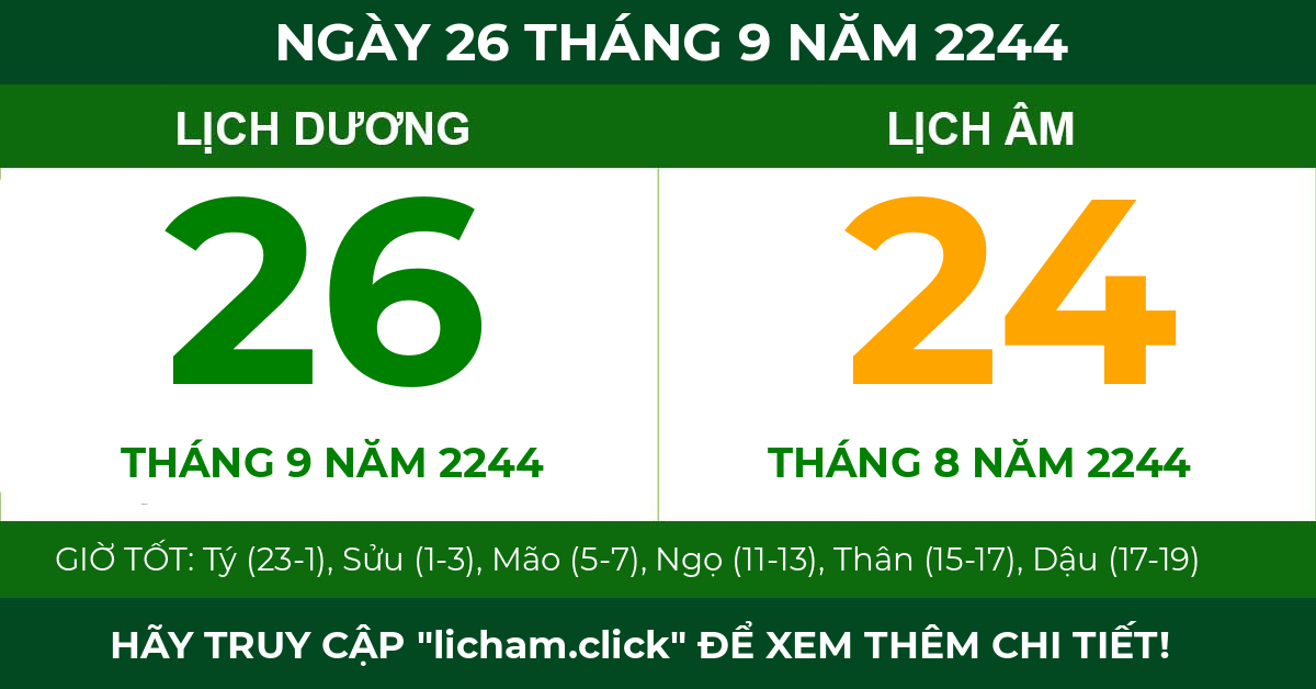 lịch âm ngày 26 tháng 9 năm 2244