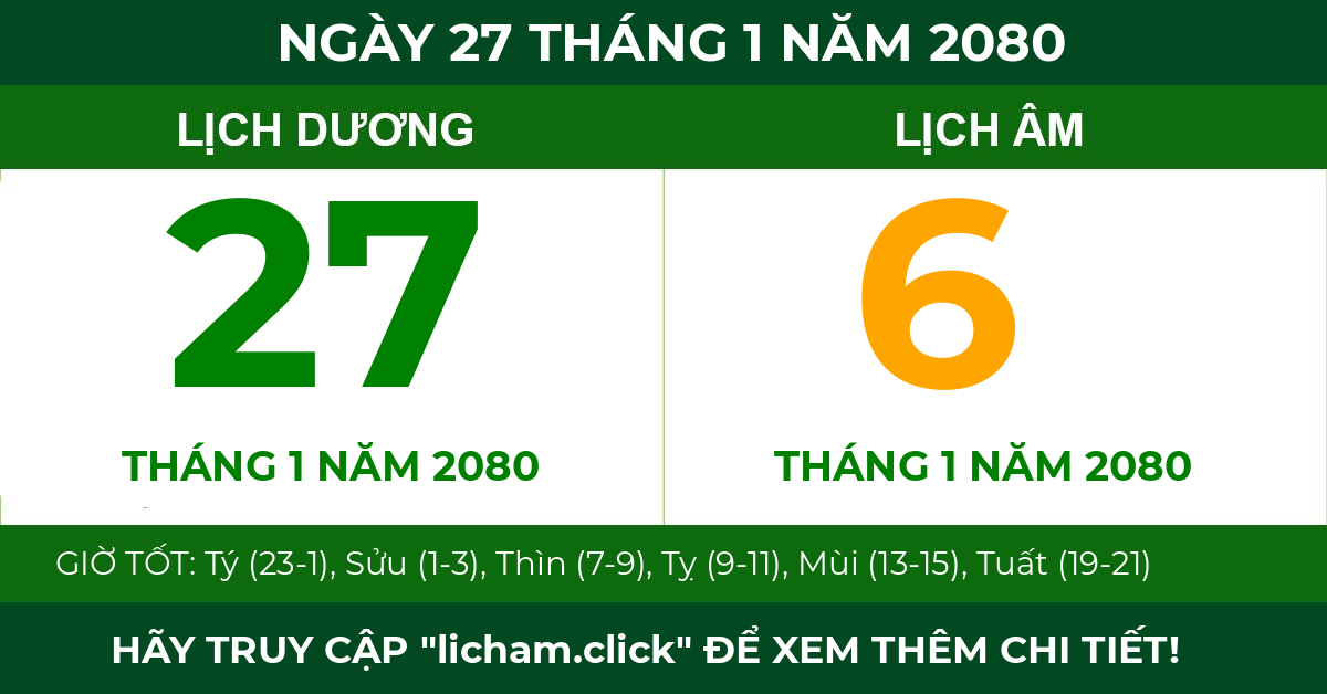 lịch âm ngày 27 tháng 1 năm 2080