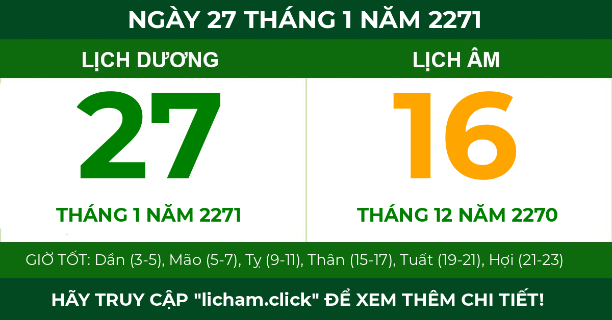 lịch âm ngày 27 tháng 1 năm 2271