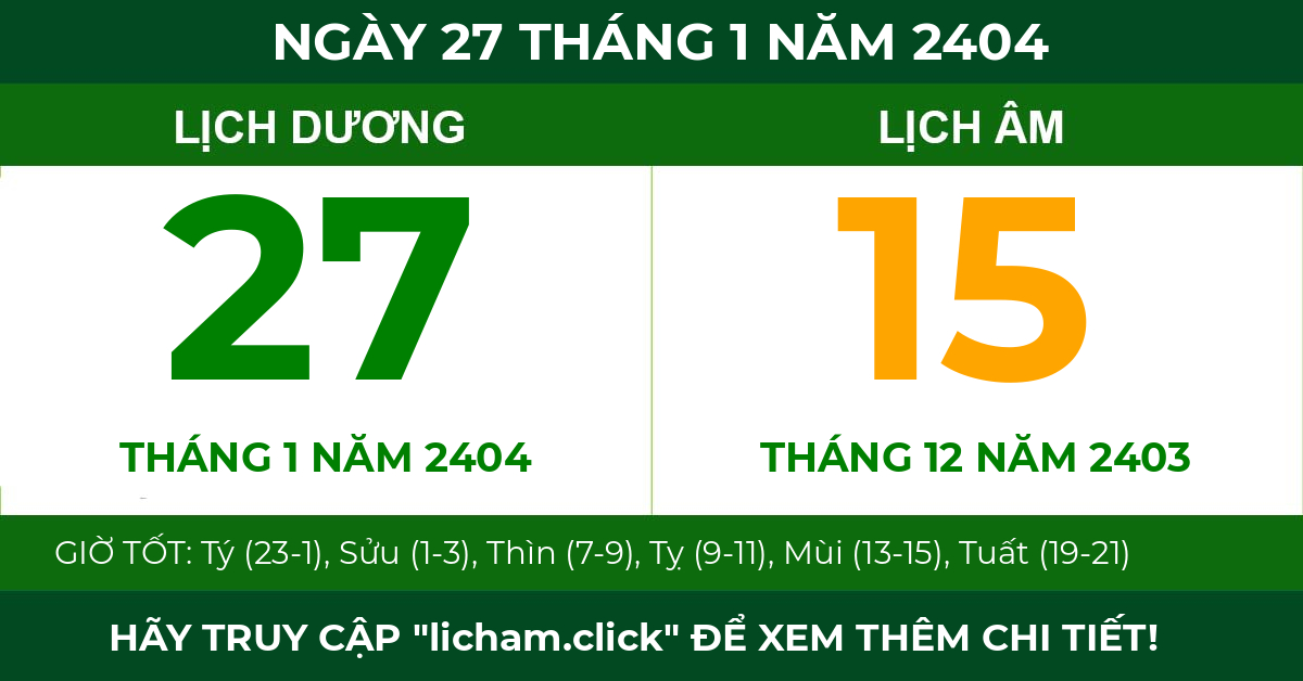 lịch âm ngày 27 tháng 1 năm 2404