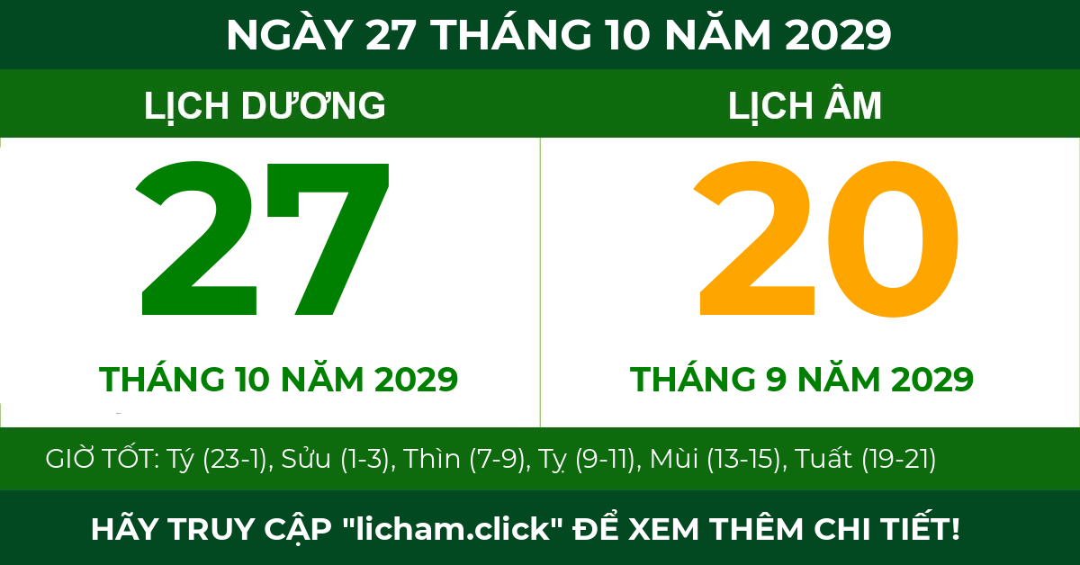 lịch âm ngày 27 tháng 10 năm 2029