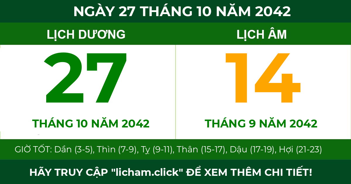 lịch âm ngày 27 tháng 10 năm 2042