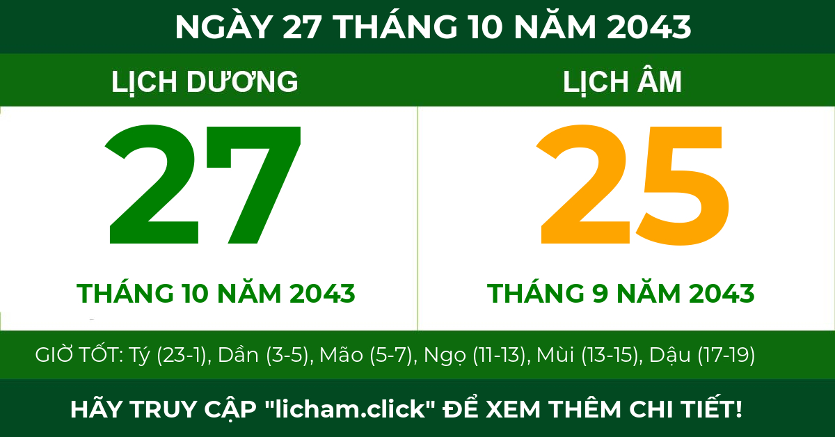 lịch âm ngày 27 tháng 10 năm 2043