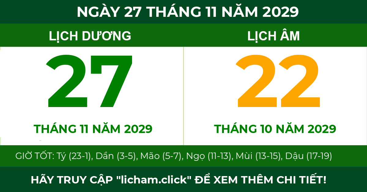 lịch âm ngày 27 tháng 11 năm 2029