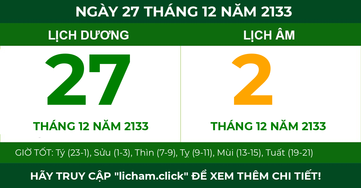 lịch âm ngày 27 tháng 12 năm 2133