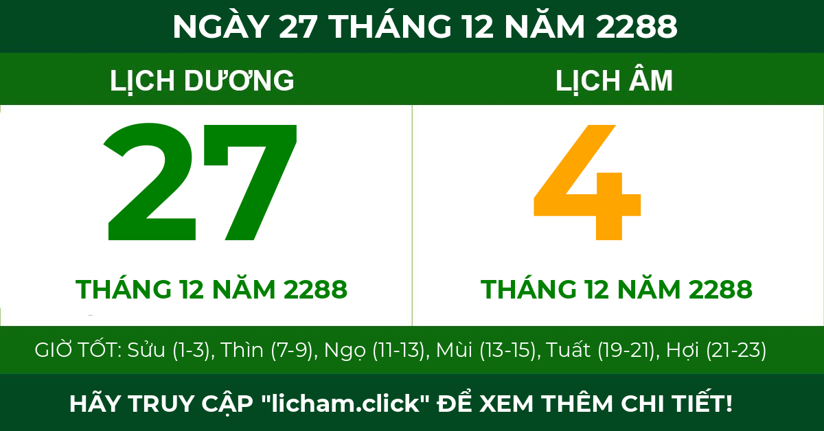 lịch âm ngày 27 tháng 12 năm 2288