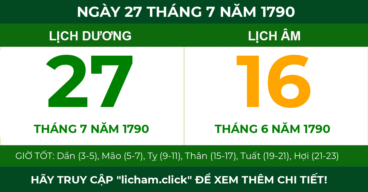 lịch âm ngày 27 tháng 7 năm 1790