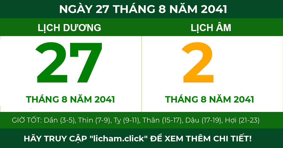 lịch âm ngày 27 tháng 8 năm 2041