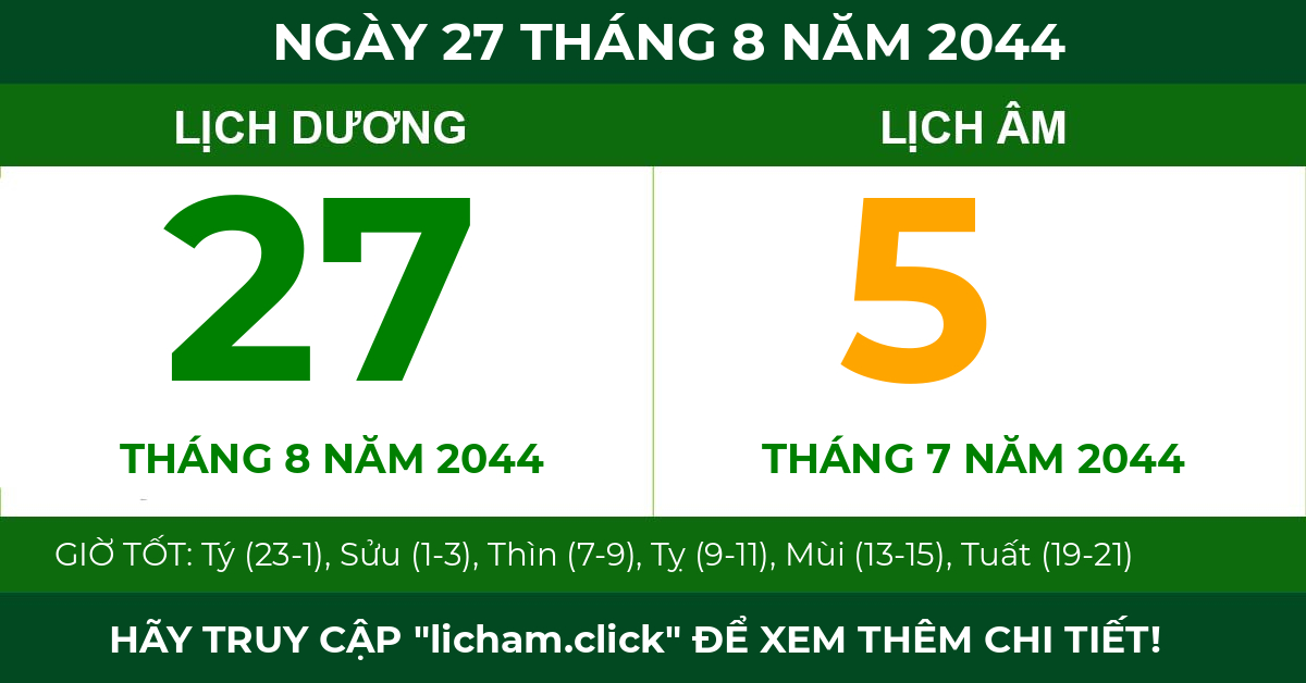 lịch âm ngày 27 tháng 8 năm 2044