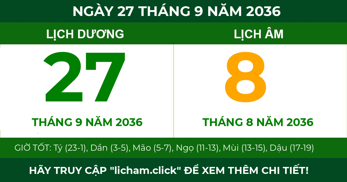 lịch âm ngày 27 tháng 9 năm 2036