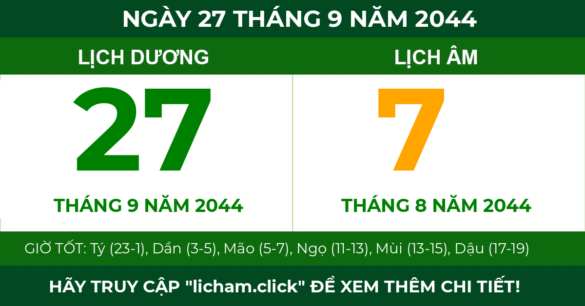 lịch âm ngày 27 tháng 9 năm 2044