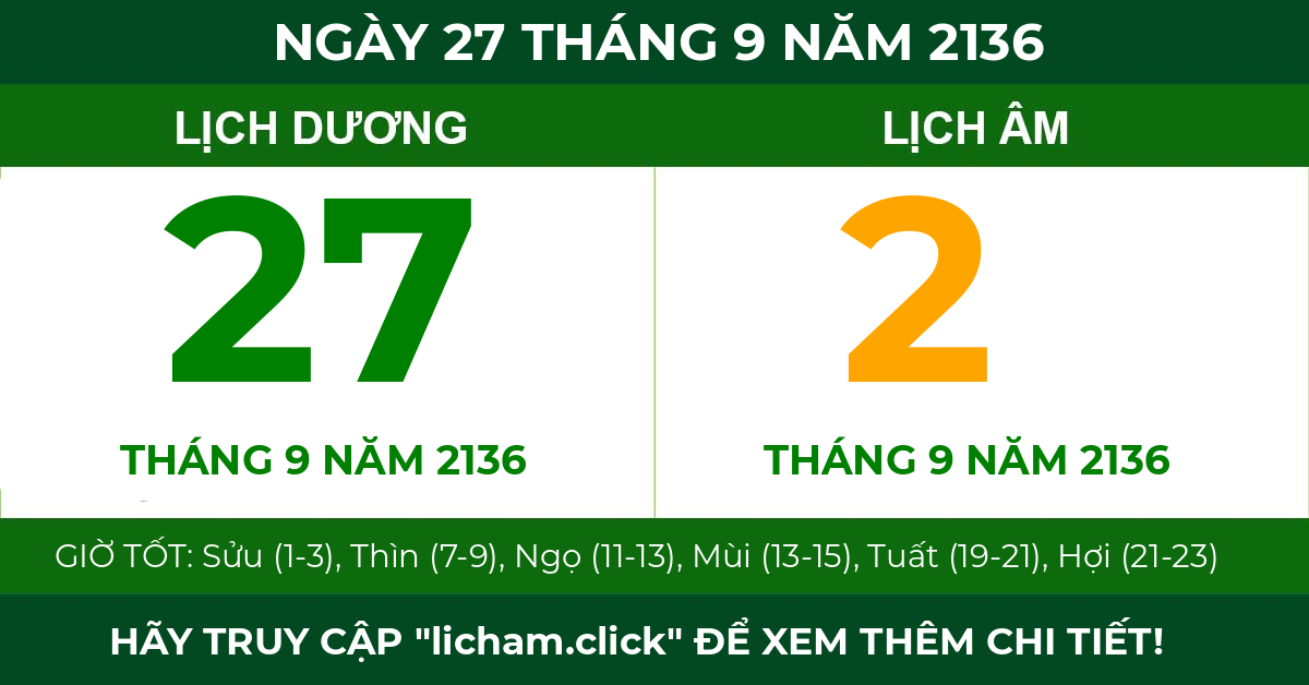 lịch âm ngày 27 tháng 9 năm 2136