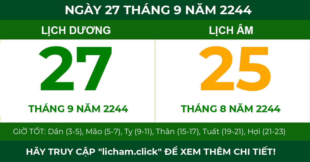 lịch âm ngày 27 tháng 9 năm 2244
