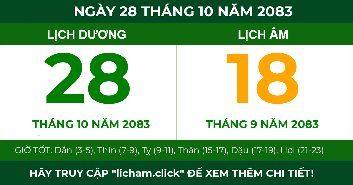 lịch âm ngày 28 tháng 10 năm 2083