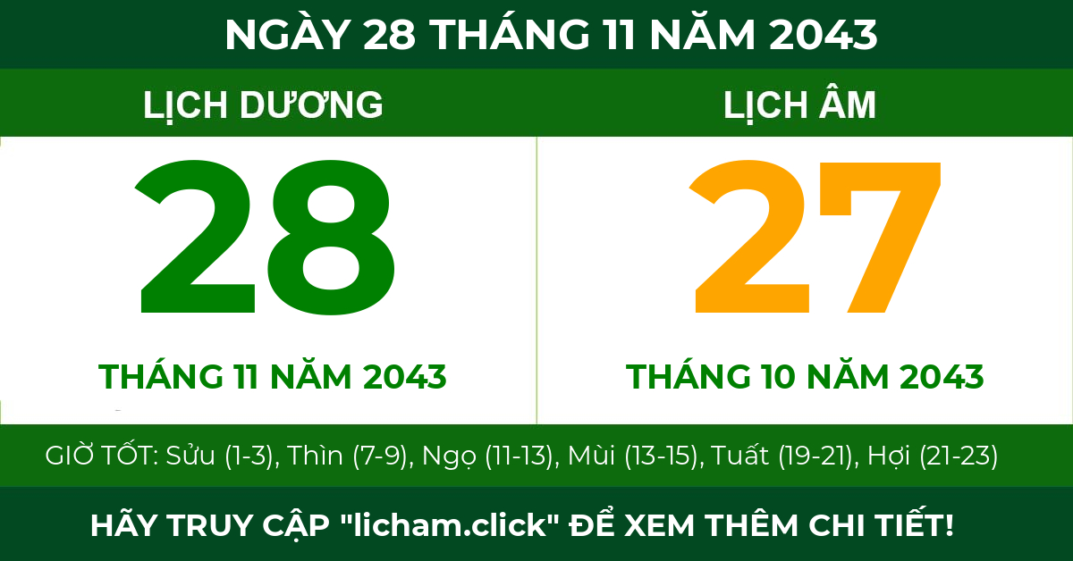 lịch âm ngày 28 tháng 11 năm 2043