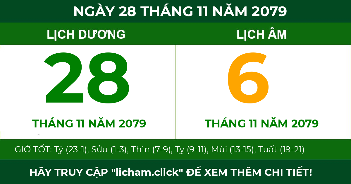lịch âm ngày 28 tháng 11 năm 2079