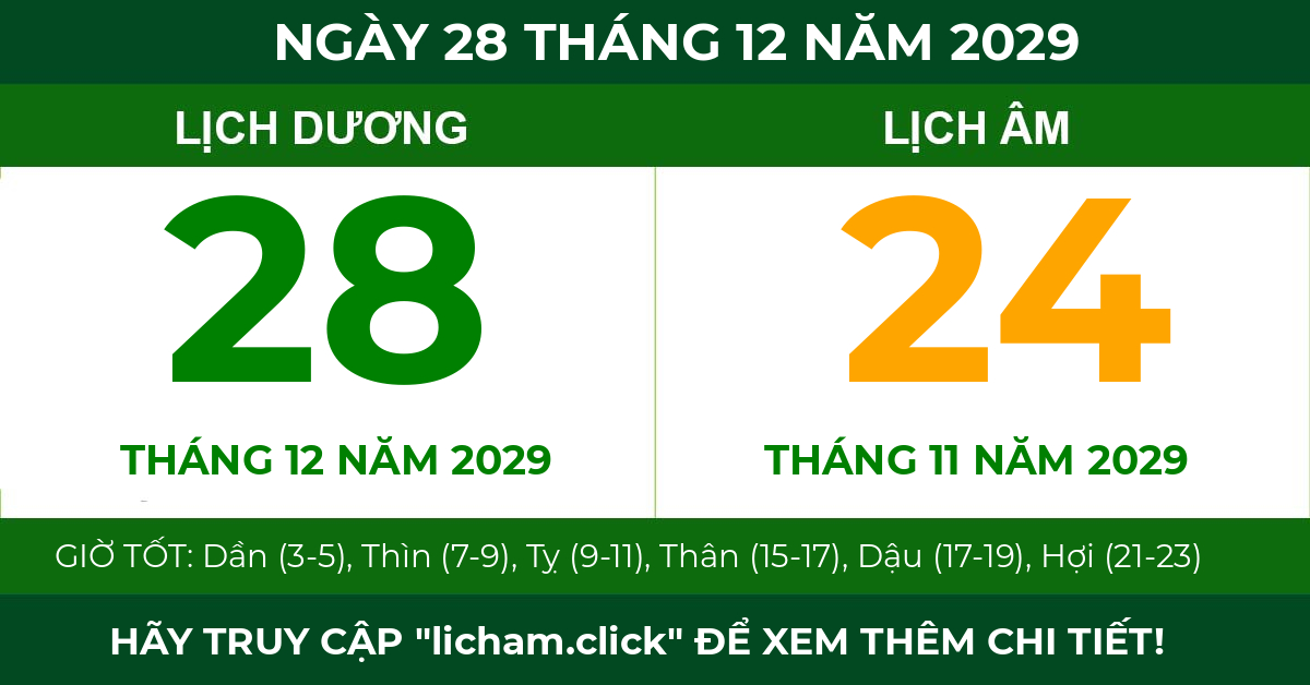 lịch âm ngày 28 tháng 12 năm 2029