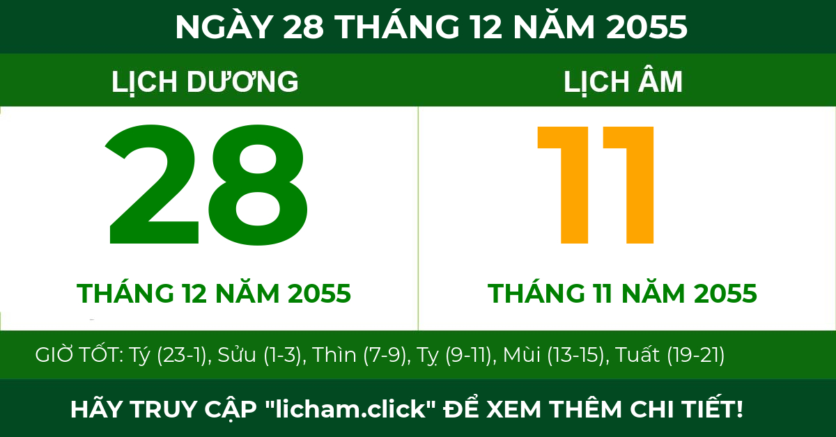 lịch âm ngày 28 tháng 12 năm 2055