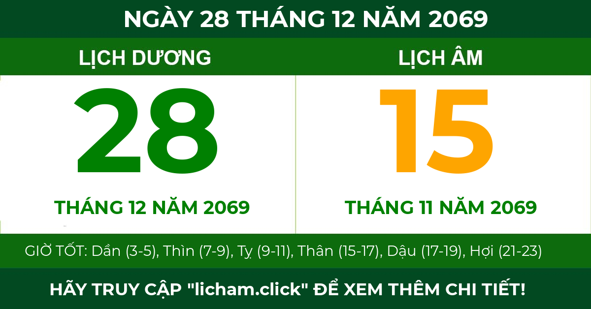 lịch âm ngày 28 tháng 12 năm 2069