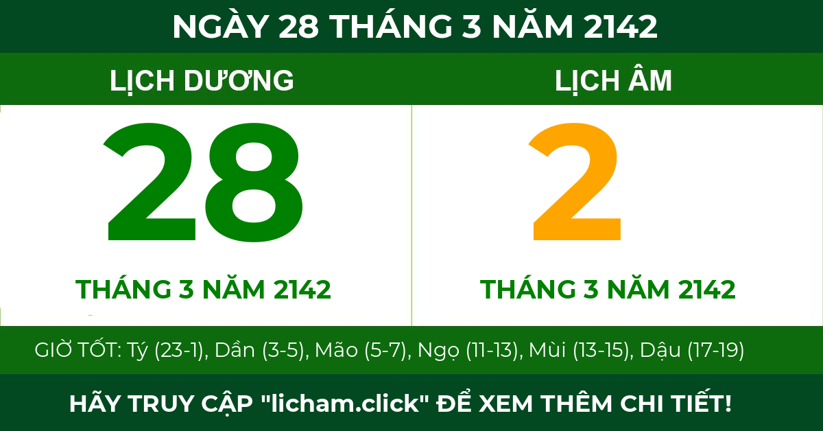 lịch âm ngày 28 tháng 3 năm 2142