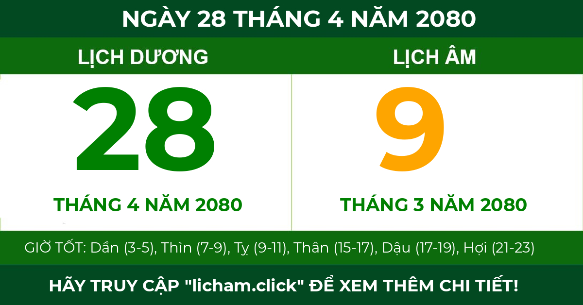 lịch âm ngày 28 tháng 4 năm 2080
