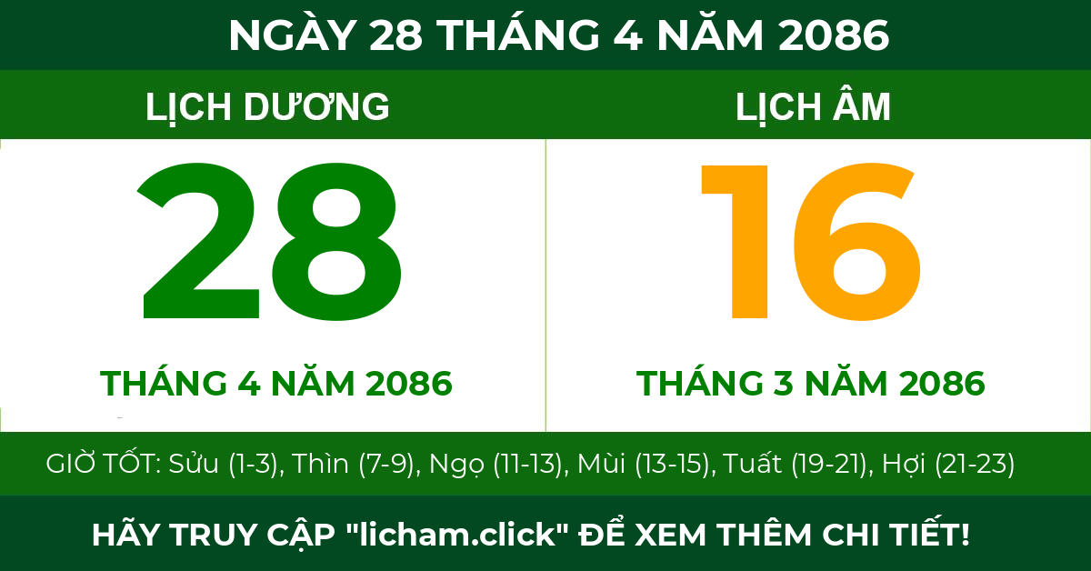 lịch âm ngày 28 tháng 4 năm 2086
