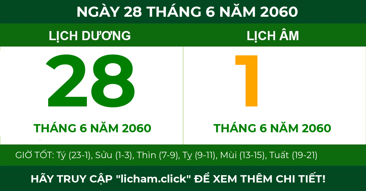 lịch âm ngày 28 tháng 6 năm 2060