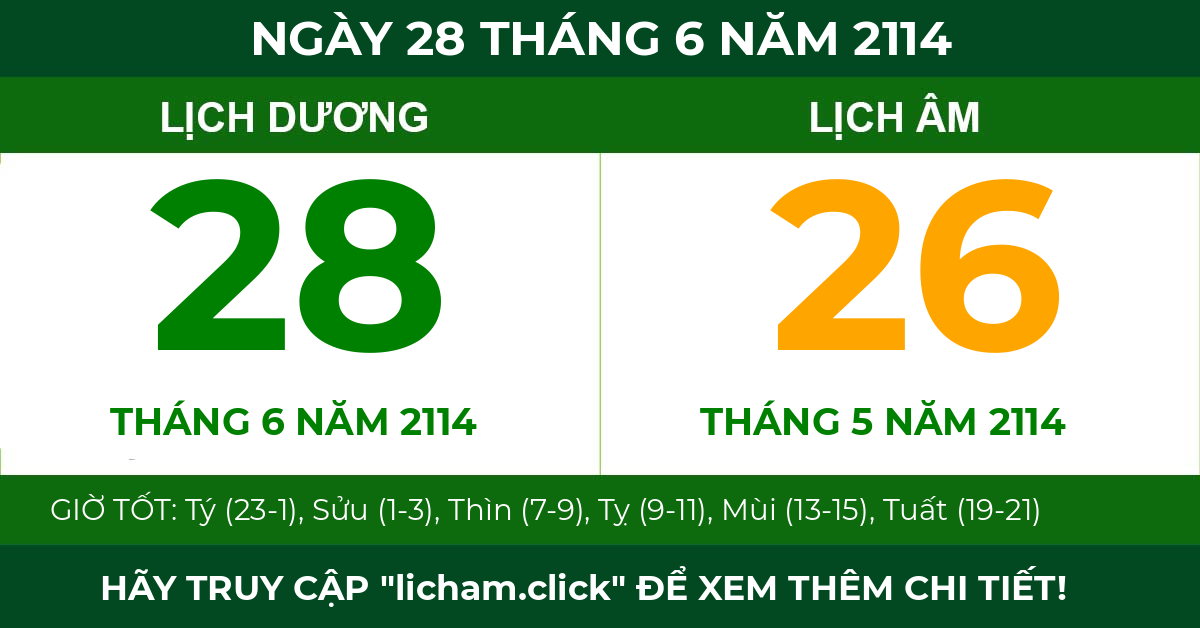 lịch âm ngày 28 tháng 6 năm 2114