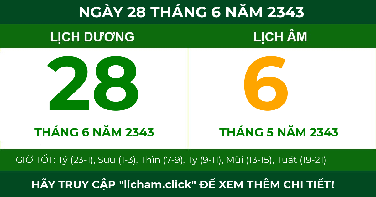 lịch âm ngày 28 tháng 6 năm 2343