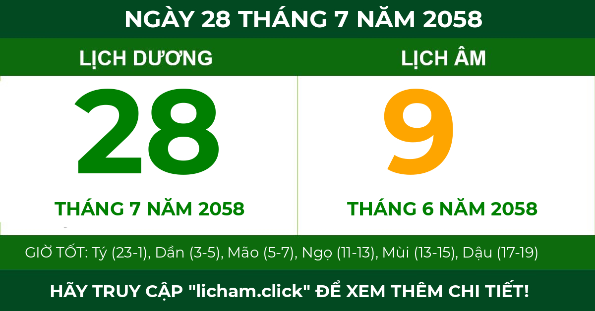 lịch âm ngày 28 tháng 7 năm 2058