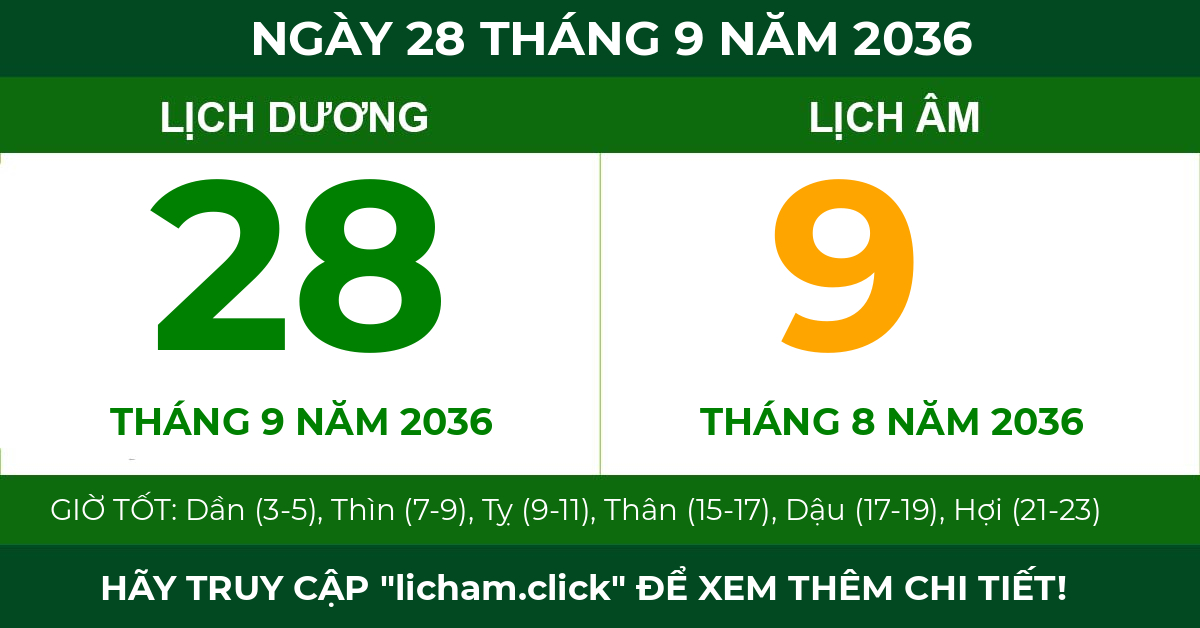 lịch âm ngày 28 tháng 9 năm 2036