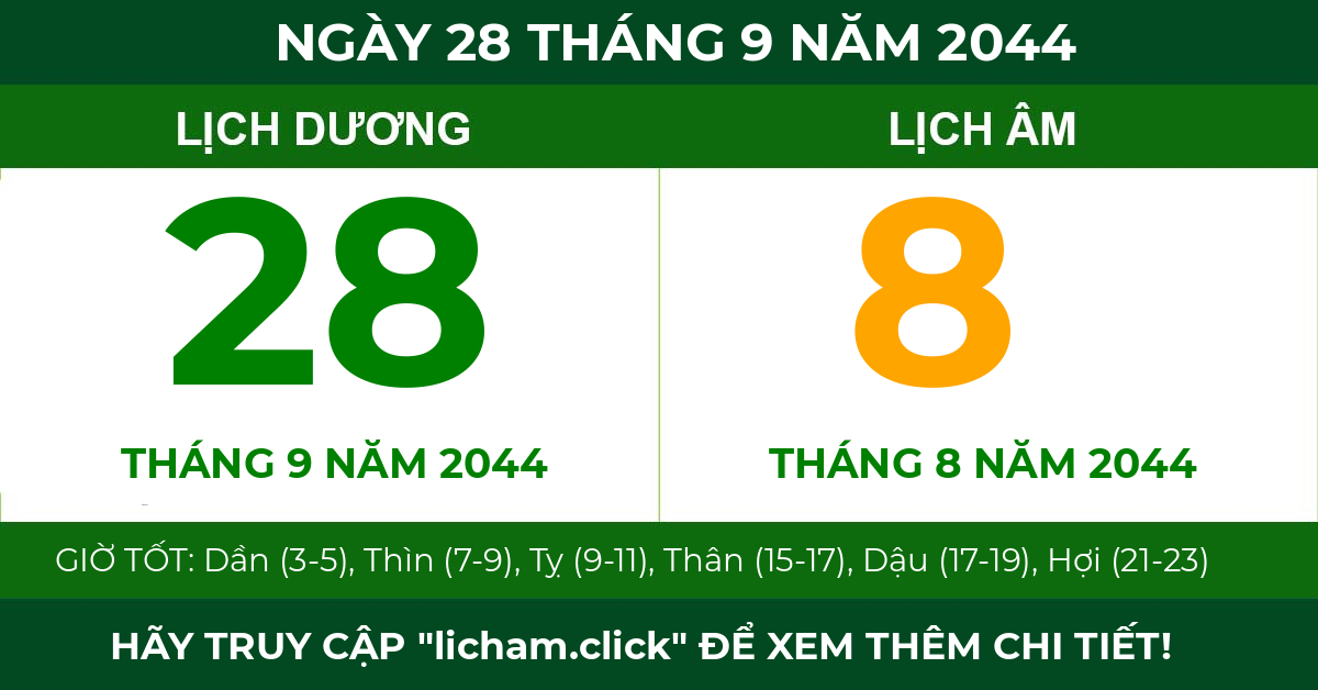 lịch âm ngày 28 tháng 9 năm 2044